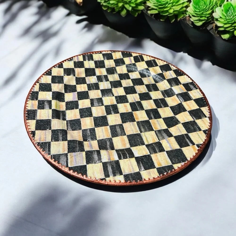 Checkered Black and Yellow Charger Mackenzie Child Inspired 4 Chargers $110.00 - Picture 4 of 4